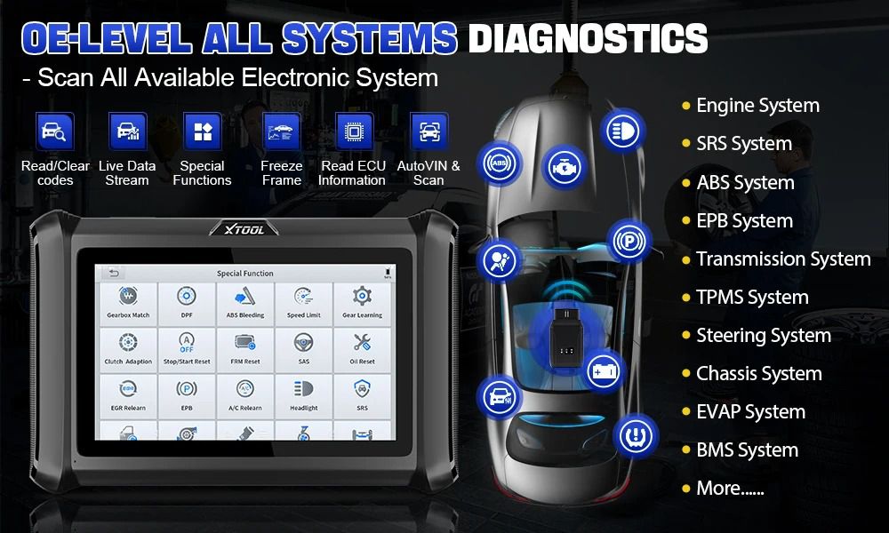 XTOOL D7W D7WIFI Bi-directional All Systems Diagnostic & Key Programmer Support ECU Coding CAN FD & DOIP 40+ Services