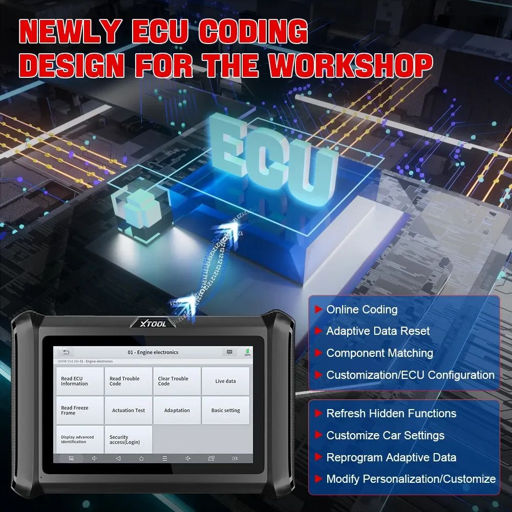 XTOOL D7W D7WIFI Bi-directional All Systems Diagnostic & Key Programmer Support ECU Coding CAN FD & DOIP 40+ Services