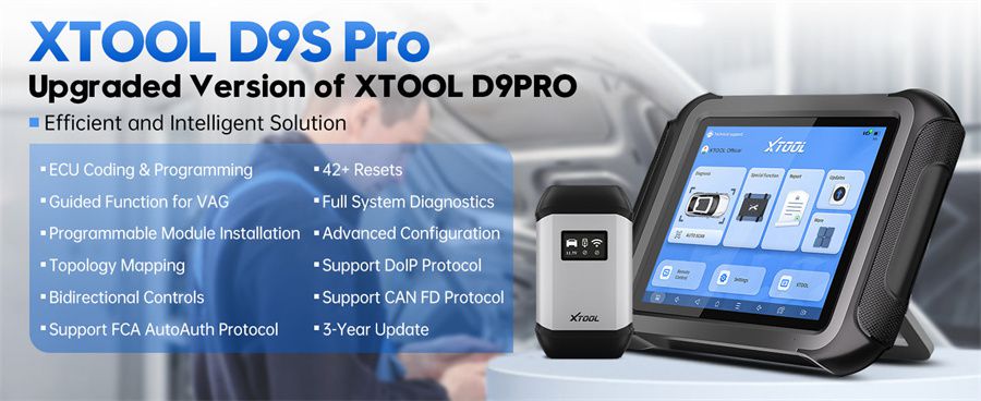 XTOOL D9S Pro Auto Diagnostic Scanner Support ECU Coding Key Programming