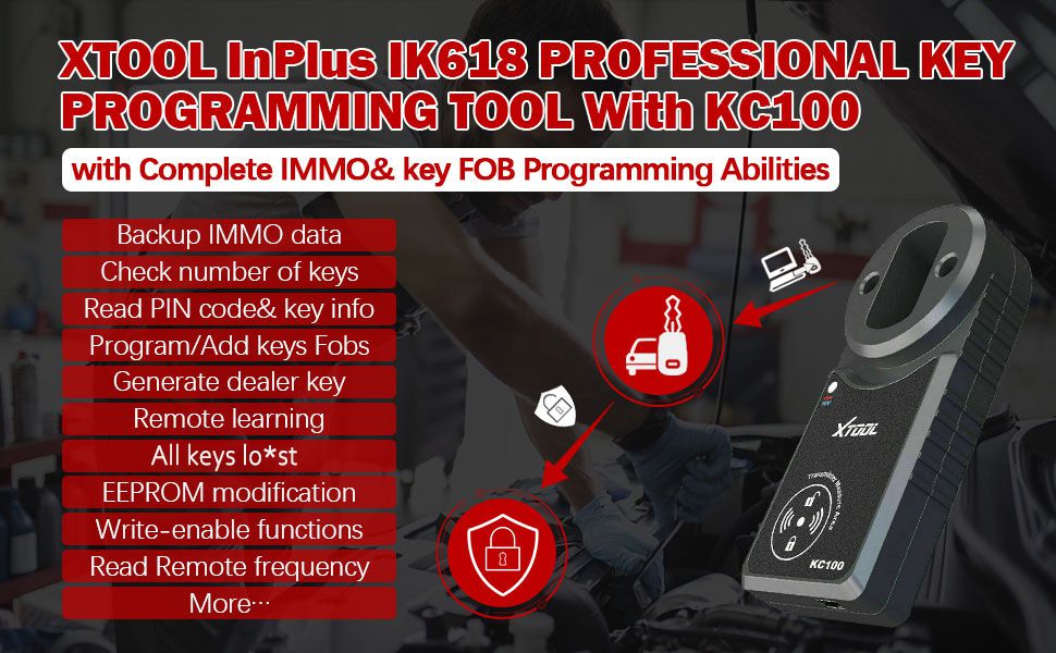 XTOOL InPlus IK618 Key Programming Tool with KC100 Key Programmer and EEPROM Adapter 