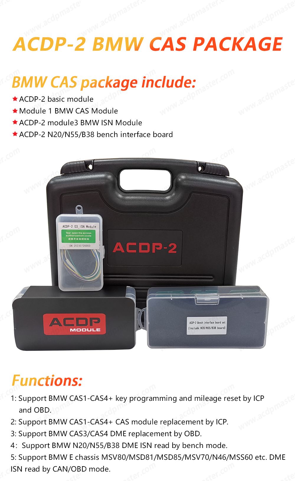 Yanhua Mini ACDP-2 BMW CAS Package with Module1 CAS Module and Module3 ISN Module and N20/N55/B38 Bench Interface Board